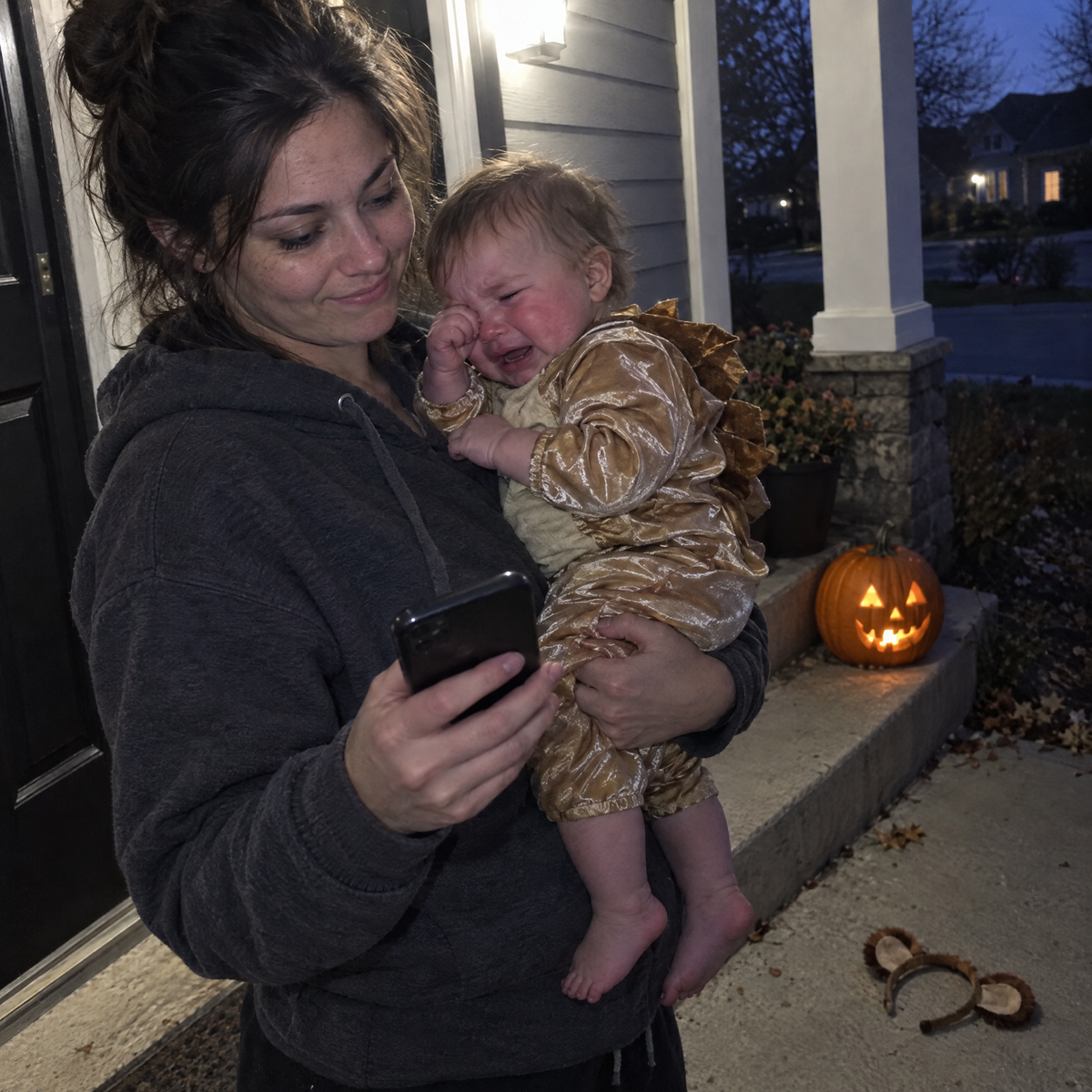Cold Halloween night with a flimsy costume